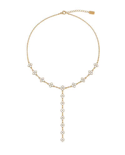 Clover Y-ketting met strass steentjes