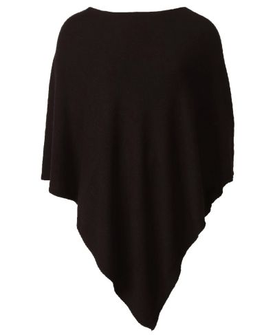 Poncho in kasjmier-blend in donkerbruin
