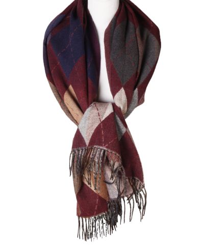Wol-blend sjaal met wyber ruit