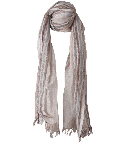 Gestreepte linnen-blend sjaal – crushed look