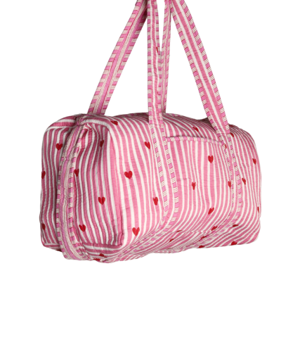 Gewatteerde weekend tas met hartjes print
