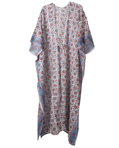 Lange katoenen kimono met bloemenprint
