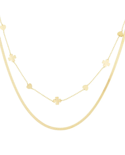 Ketting met klaver en hart bedel