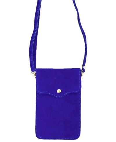 Kobaltblauwe suede telefoontasje