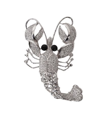 Kreeft broche met strass