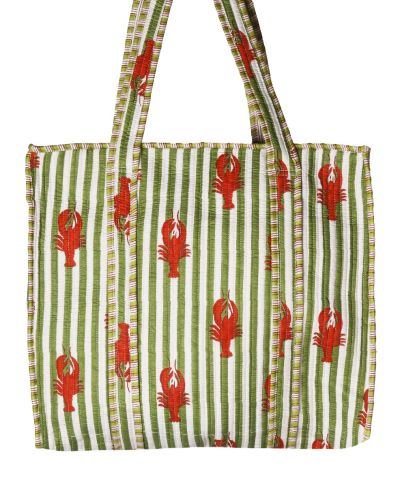 Gewatteerde shopper / schoudertas met kreeftenprint