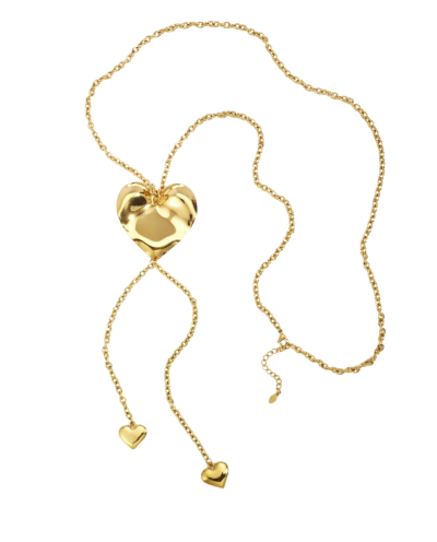 Goudkleurige lange ketting met hartjes