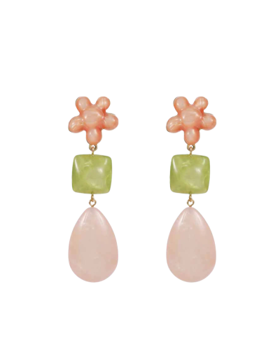 Statement oorbellen pastel bloemen