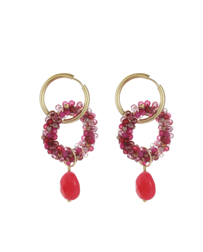 Statement oorringen met roze kralen