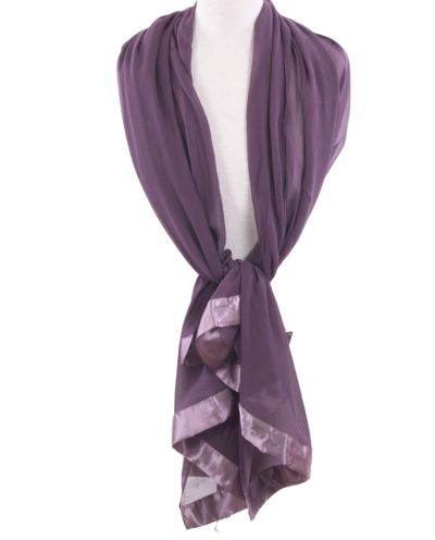 Mauvekleurige crêpe voile stola 