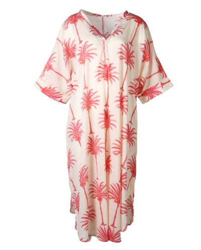 Katoenen kaftan jurk met palmbomen