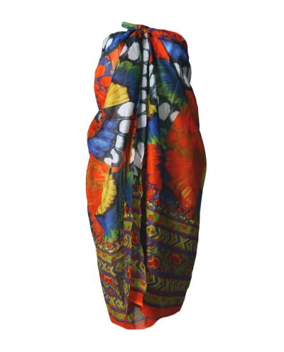 Oranje pareo met mixed print