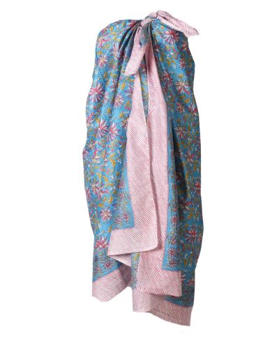 Elise sarong in turquoise en roze