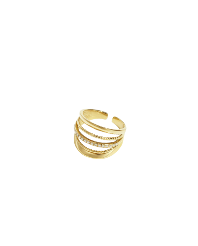Layered ring met strass 