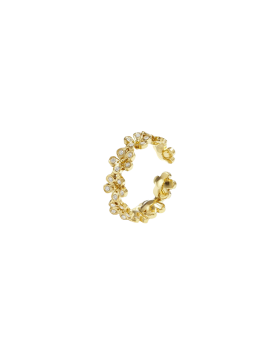 Bloemen ring met strass