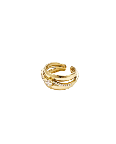 Layered ring met strass steentjes