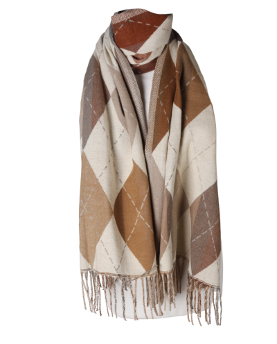 Wol-blend sjaal met wyber ruit