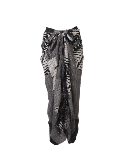 Sarong met mixed print in zwart-wit