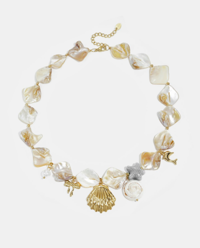 Parelmoer schelpen ketting met bedels
