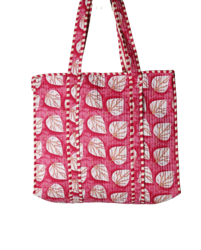 Gewatteerde schoudertas/shopper met bladerenprint