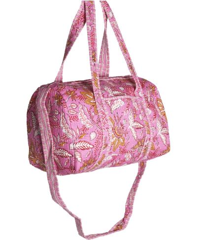 Gewatteerde weekend tas in roze met bloemenprint