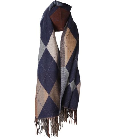 Wol-blend sjaal met wyber ruit