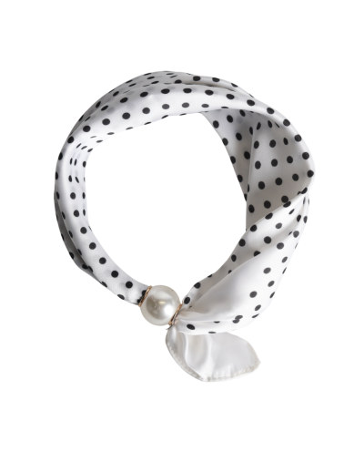 Polkadot sjaaltje met parel sluiting 