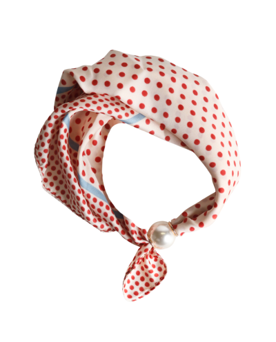 Polkadot sjaaltje met parel sluiting 