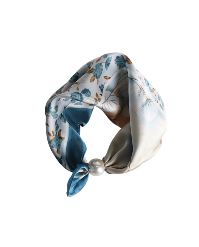 Sjaaltje met floral print en parel sluiting