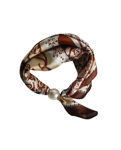 Sjaaltje met paisley print en parel sluiting