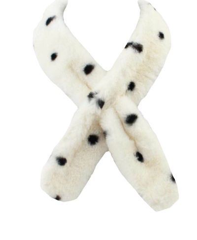 Smalle ivoorkleurige polka dot bont das/sjaal