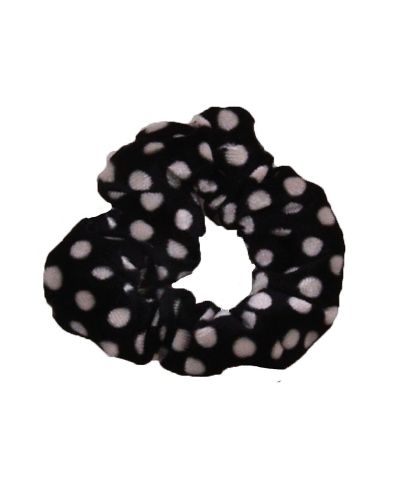 Velvet Scrunchie met stippen in zwart