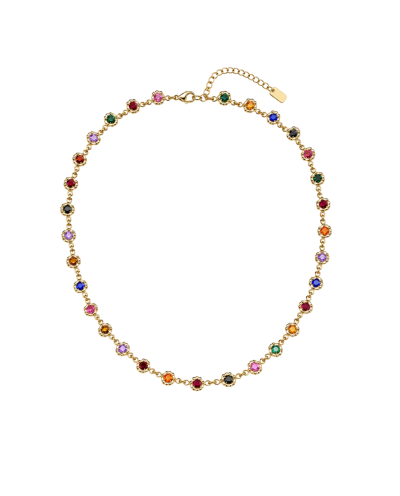 Halsketting met strass bloemetjes