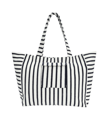 Badstof shopper tas met strepenmotief
