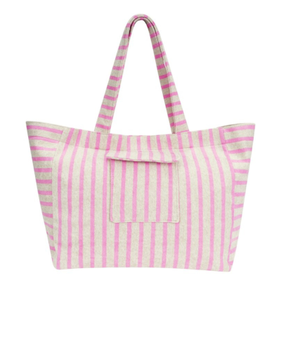 Badstof shopper tas met strepenmotief