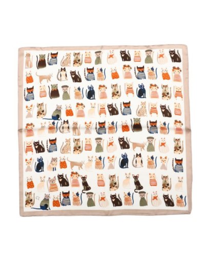 Vierkant sjaaltje met kattenprint