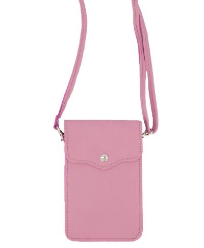 Lederen telefoontasje in roze
