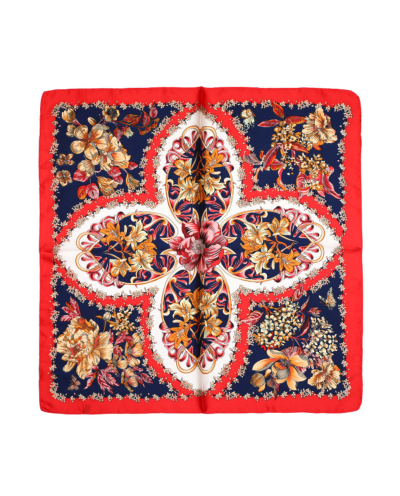 Vierkant satijn sjaaltje met floral print