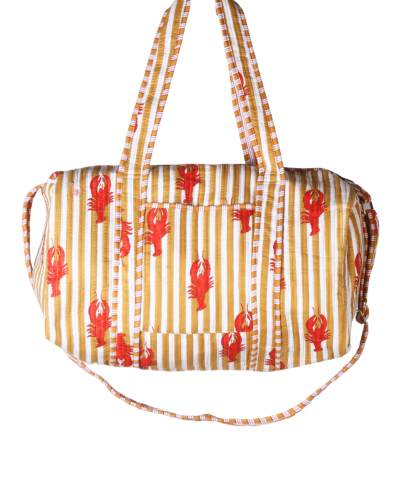 Gewatteerde weekend tas met kreeftenprint