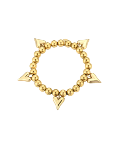 Vergulde kralen armband met hartjes