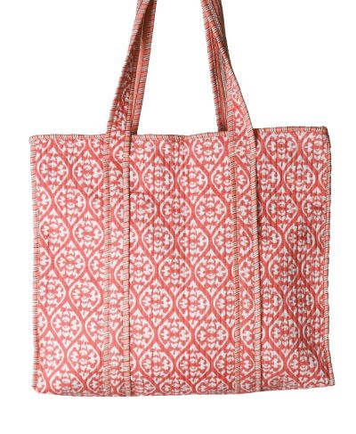 Gewatteerde shopper in zalmroze