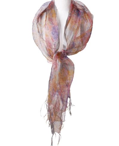Organza zijden stola met sierlijke bloemenprint