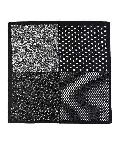 Vierkant sjaaltje met paisley & stippenprint