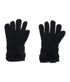 Zwarte handschoenen met kunstbont voering