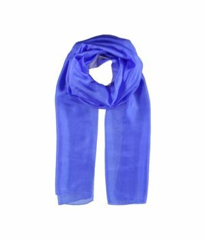 Kobaltblauwe langwerpige zijden sjaal