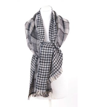 Geweven XL wol/alpaca-blend sjaal met ruitenmix
