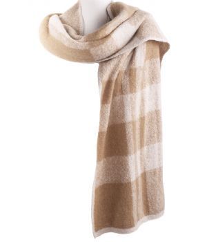Zachte XL-sjaal met geweven ruiten in beige