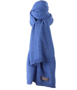 Blauw gemêleerde kasjmier-blend sjaal 