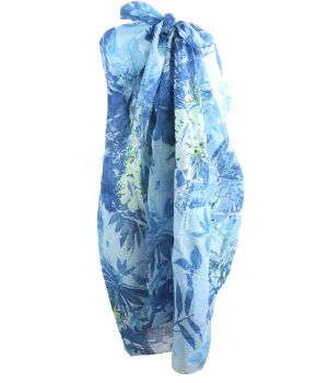 Sarong met floral print in blauw-tinten