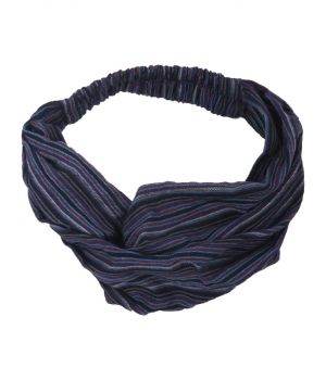 Katoenen haarband met strepen in donkerblauw